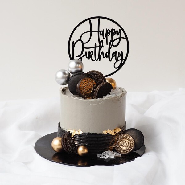Carter Cake | Grey & Black Cake