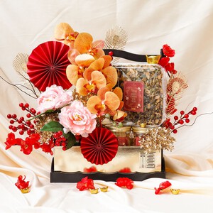 Oriental Opulence Floral Hamper | Floral Cookie Gift Box Hamper