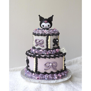 Kuromi Princess 2 Tier Cake | Black and Purple Kuromi