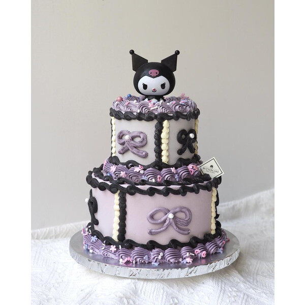 Kuromi Princess 2 Tier Cake | Black and Purple Kuromi